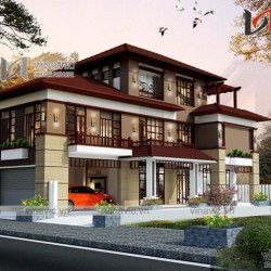 Nhà biệt thự 3 tầng phong cách hiện đại có gara ô tô BT1634