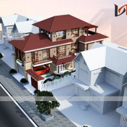 Nhà biệt thự 3 tầng phong cách hiện đại có gara ô tô BT1634