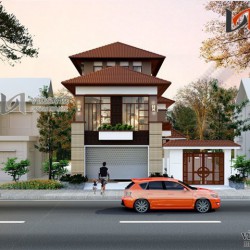 Nhà biệt thự 3 tầng phong cách hiện đại có gara ô tô BT1634