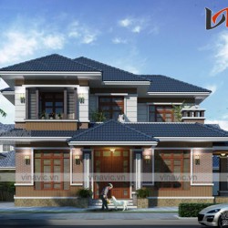 Biệt thự 2 tầng mái thái ở nông thôn đẹp kích thước 14x10m BT1637