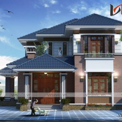 Biệt thự 2 tầng mái thái ở nông thôn đẹp kích thước 14x10m BT1637