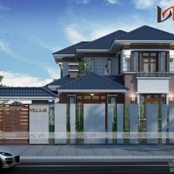 Biệt thự 2 tầng mái thái ở nông thôn đẹp kích thước 14x10m BT1637