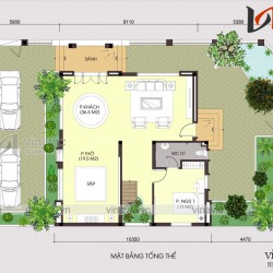 Biệt thự đẹp 2 tầng mái thái 130m2 trên dưới 1 tỷ diện tích 14x10m BT1639