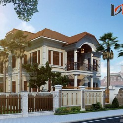 Mẫu nhà vườn đẹp 2 tầng rộng 15m dài 14m ở Thành Phố Huế BT1647