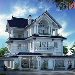 Biệt thự 3 tầng tầng mái thái tân cổ điển mặt tiền 12m sâu 18m BT1648