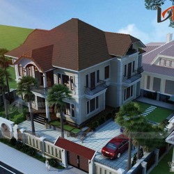 Mẫu nhà vườn đẹp 2 tầng rộng 15m dài 14m ở Thành Phố Huế BT1647