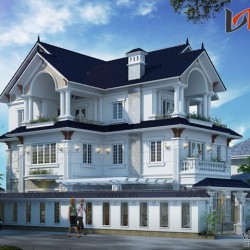Biệt thự 3 tầng tầng mái thái tân cổ điển mặt tiền 12m sâu 18m BT1648