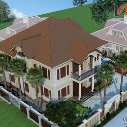 Mẫu nhà vườn đẹp 2 tầng rộng 15m dài 14m ở Thành Phố Huế BT1647