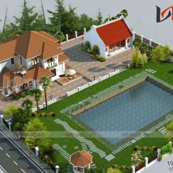 Biệt thự đẹp 2 tầng mái thái 130m2 4 phòng ngủ khoảng 1,5 tỷ BT1660