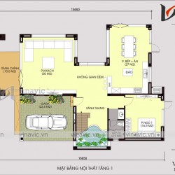 Biệt thự 2 tầng 100m2 3 phòng ngủ thiết kế hiện đại ở Phú Thọ BT1668