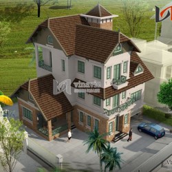 Mẫu thiết kế nhà biệt thự đẹp 3 tầng kiến trúc Pháp cổ BT1429