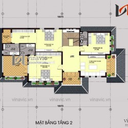 Thiết kế biệt thự 200m2 3 tầng mái thái hiện đại ở Nghệ An  BT1438
