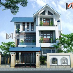 Thiết kế nhà 3 tầng 11x8m 90m2 mặt tiền 11m  phong cách hiện đại BT1457