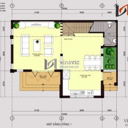 Thiết kế nhà 3 tầng 11x8m 90m2 mặt tiền 11m  phong cách hiện đại BT1457