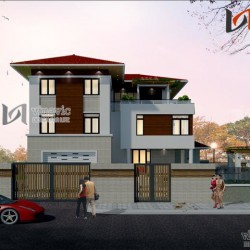 Nhà vuông 3 tầng khối hộp hình vuông hiện đại và sang trọng BT1464