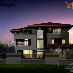 Nhà vuông 3 tầng khối hộp hình vuông hiện đại và sang trọng BT1464