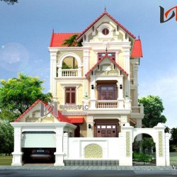 Biệt thự 3 tầng cổ điển ngang 12m sâu 18m 4 phòng ngủ 1 gara oto BT1475