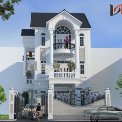 Mẫu nhà đẹp 3 tầng 120m2 4 phòng ngủ mặt tiền rộng 8m BT1483