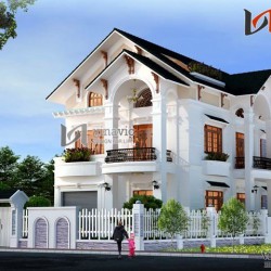 Mẫu nhà 100m2 3 tầng 4 phòng ngủ mặt tiền 8m dự kiến đầu tư 1,7 tỷ BT1488