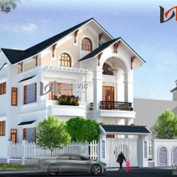 Mẫu nhà 100m2 3 tầng 4 phòng ngủ mặt tiền 8m dự kiến đầu tư 1,7 tỷ BT1488