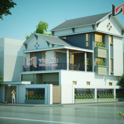Nhà phố mặt tiền 8m 3 tầng 100m2 thiết kế hiện đại ở Sơn La BT1493