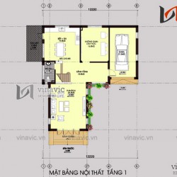 Mẫu nhà chữ L đẹp 3 tầng 100m2 3 phòng ngủ mặt tiền rộng 12m BT1505