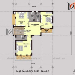 Mẫu nhà chữ L đẹp 3 tầng 100m2 3 phòng ngủ mặt tiền rộng 12m BT1505