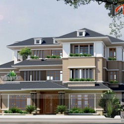 Biệt thự 200m2 3 tầng hiện đại 5 phòng ngủ phòng thờ, nhà ăn và bếp BT1516