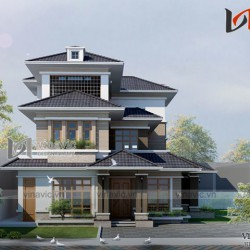 Biệt thự 200m2 3 tầng hiện đại 5 phòng ngủ phòng thờ, nhà ăn và bếp BT1516