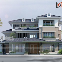 Biệt thự 200m2 3 tầng hiện đại 5 phòng ngủ phòng thờ, nhà ăn và bếp BT1516