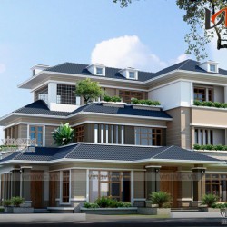 Biệt thự 200m2 3 tầng hiện đại 5 phòng ngủ phòng thờ, nhà ăn và bếp BT1516