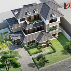 Biệt thự 200m2 3 tầng hiện đại 5 phòng ngủ phòng thờ, nhà ăn và bếp BT1516