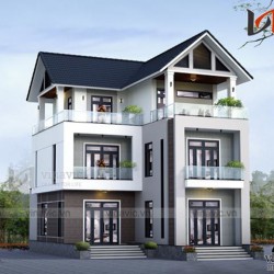 Mẫu nhà 3 tầng chữ L hiện đại 350m2 dự kiến 2,3 tỷ BT1523