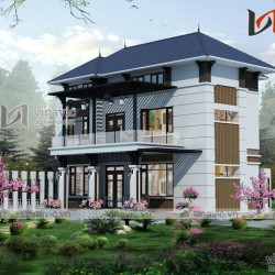 Mẫu nhà 3 tầng mặt tiền 9m thiết kế hiện đại ở Gia Lâm- Hà Nội BT1626