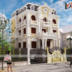 Mẫu biệt thự 3 tầng kiểu Pháp cổ điển sang trọng ở Thanh Hóa BT1628
