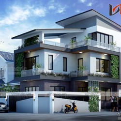 Nhà 3 tầng 2 mặt tiền hình khối hiện đại diện tích 300m2 dự kiến 2,2 tỷ BT1643