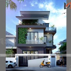 Nhà 3 tầng 2 mặt tiền hình khối hiện đại diện tích 300m2 dự kiến 2,2 tỷ BT1643