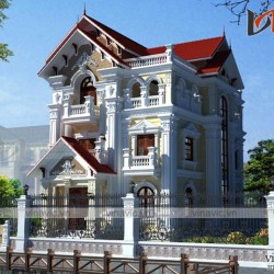 Biệt thự đẹp 3 tầng ngang 9m sâu 16m mái ngói đỏ tươi BT1652
