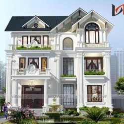 Thiết kế nhà 3 tầng ở Hải Phòng mặt tiền rộng 13m chiều sâu 15m BT1655