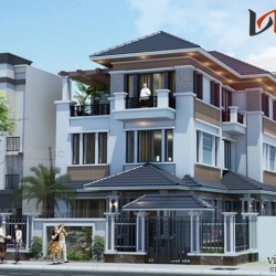 Mẫu biệt thự 3 tầng 120m2 hiện đại 5 phòng ngủ mặt tiền 9m BT1661