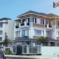 Mẫu biệt thự 3 tầng 120m2 hiện đại 5 phòng ngủ mặt tiền 9m BT1661