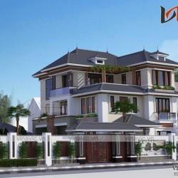 Mẫu nhà biệt thự đẹp 3 tầng hiện đại 1 mặt tiền 12m chiều sâu 14m BT1663