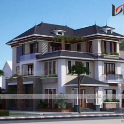 Mẫu nhà biệt thự đẹp 3 tầng hiện đại 1 mặt tiền 12m chiều sâu 14m BT1663