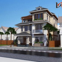 Mẫu nhà biệt thự đẹp 3 tầng hiện đại 1 mặt tiền 12m chiều sâu 14m BT1663