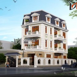 Mẫu nhà 4 tầng 110m2 mặt tiền rộng 7m thiết kế tân cổ điển  BT1500