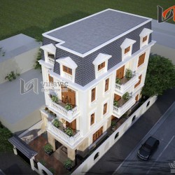 Mẫu nhà 4 tầng 110m2 mặt tiền rộng 7m thiết kế tân cổ điển  BT1500