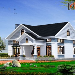 Mẫu thiết kế nhà cấp 4 đẹp 1 tầng 1 lửng BT1814