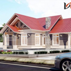 Mẫu thiết kế nhà cấp 4 đẹp ở nông thôn mái thái 4 phòng ngủ BT1810