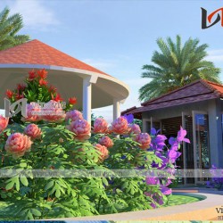 Mẫu thiết kế nhà hàng resort gần gũi với thiên nhiên NH07