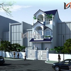 Mẫu thiết kế nhà ống đẹp giả biệt thự 3 tầng 1 hầm NO1440